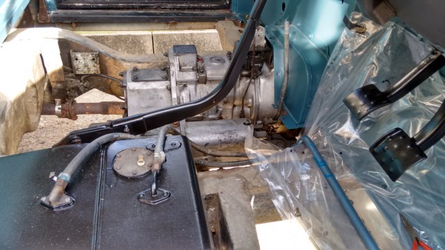 Grease removed from gearbox and transfer case, painting the pedals